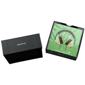 Faded Lines Music Headphones Graphic Coaster Set 4” Set of 4 w Holder